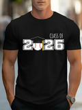 Men's T-Shirt Class Of 2026 With Graduation Cap Baseball Ball And Bold Letters
