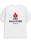 Men's T-Shirt Holyfire Bible Red Flame With Cross Over Open Book