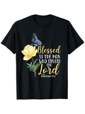 Men's T-Shirt Blessed Is The Man Who Trusts The Lord With Yellow Flower And Blue Butterfly