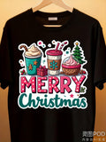 Men's T-Shirt Merry Christmas Festive Sweet Drinks Cupcake With Holiday Tree