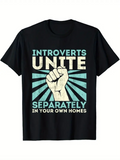 Men's T-Shirt Introverts Unite Bold Graphic Fist With Rays In Social Message Design