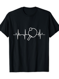 Men's T-Shirt Heartbeat Line With Minimalist Racket And Ping Pong Paddle