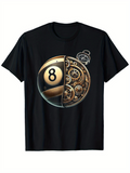 Men's T-Shirt Mechanical Gears Hidden Inside Steampunk Eight Ball Sphere