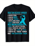 Men's T-Shirt Addiction Recovery Warrior Surviving Through Pain And Challenges With Awareness Ribbon