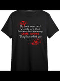 Men's T-Shirt Roses Are Red Funny Crime Scene With Splattered Bloody Lettering Shirt