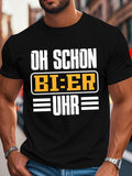 Men's T-Shirt Oh Schon Beer Text Graphic Surrounded By Bold Yellow Framed Letters