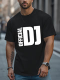 Men's T-Shirt Official DJ Bold White Letters On Black T Shirt Design