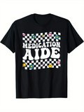 Men's T-Shirt Medication Aide Playing With Retro Checkered Flowers Under Black Sunlight T Shirt