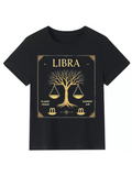 Men's T-Shirt Libra Golden Tree With Balancing Scales Surrounded By Zodiac Signs