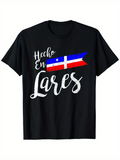 Men's T-Shirt Handwritten White Script With Colorful Flag Design Over Black Shirt