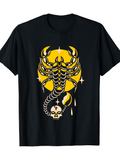 Men's T-Shirt Golden Scorpion With Skull Under Bright Yellow Circle