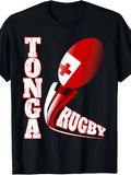 Men's T-Shirt Tonga Rugby Ball With Abstract Red Graphic Elements