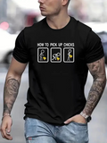 Men's T-Shirt How To Pick Up Chicks Stick Figures With Carton Eggs Humorous Black Shirt