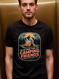 Men's T-Shirt We Are More Than Just Camping Friends Under Mountain Sunset With Pine Trees Tent