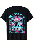 Men's T-Shirt Besties Trip With Palms Sunset And Cruise Ship Graphic