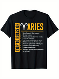 Men's T-Shirt Top Ten Rules With Zodiac Theme Aries Horoscope T Shirt