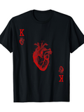 Men's T-Shirt Red Anatomical Heart Surrounded By King Playing Card Symbols