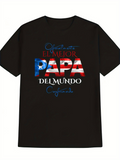 Men's T-Shirt Papa Lettering With Flag Colors On Simple Black Shirt