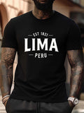 Men's T-Shirt Est 1821 Lima Peru With Classic Bold Lettering Print Shirt