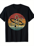 Men's T-Shirt Retro Sunset Colors With Central Atomic Orbital Symbol Atom