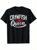 Men's T-Shirt Crawfish Queen Distressed Text With Red Crawfish Illustration Shirt