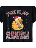 Men's T-Shirt This Is My Christmas Pajama Shirt With Snowflakes Festive Winter Rubber Duck