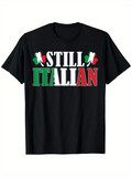 Men's T-Shirt Still Italian Bold Letters With Green White Red Flag Colors Graphic Text