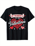 Men's T-Shirt My Residents Are My Valentines With Red And White Hearts Sparkling Graphic