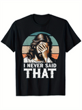 Men's T-Shirt I Never Said That Distressed Retro Stripes With Facepalm Surprised Jesus Portrait