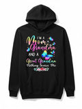 Colorful Butterflies Surrounding Letters With Vibrant Floral Details Grandma, Women's Hoodie