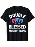 Men's T-Shirt Double Blessed Heart Shapes With Footprints And Twins Text