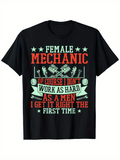 Men's T-Shirt Female Mechanic Humorous Text With Piston Wrench Banner Elements