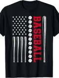 Men's T-Shirt Baseball Bats And Balls Forming American Flag Inspired Design
