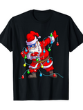 Men's T-Shirt Colorful Christmas Lights Wrapping Dancing Festive Holiday Santa Claus