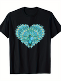 Men's T-Shirt Spectacular Feathers Forming A Peacock Shaped Heart Centerpiece Design Peacock