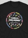 Men's T-Shirt Early Childhood Education Surrounded By Flowers With Colorful Positive Words Educator