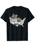 Men's T-Shirt Road Trip Classic American Map With Traveling Van And Direction Signs