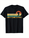 Men's T-Shirt And It Came To Pass Vintage Sunset Silhouette With Retro Lines Quarterback