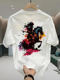 Men's T-Shirt Colorful Paint Splashes With Dynamic Heroic Rider On Horse