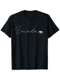 Men's T-Shirt Ecuador Cursive Lettering With Flag Colored Heart Accent