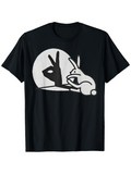 Men's T-Shirt Shadow Art With Playful Bunny Hand Gesture Under Moonlight
