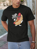 Men's T-Shirt Sup Dawg Cartoon Hot Dog With Sunglasses And Thumbs Up Character