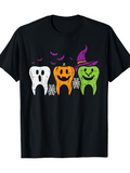 Men's T-Shirt Spooky Spider Webs With Colorful Halloween Teeth Trio