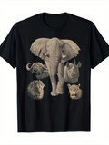Men's T-Shirt Wild African Safari With Elephant Surrounded By Big Five Animal Heads