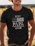 Men's T-Shirt Best Papa Ever With Vintage American Flag Motif And Bold White Letters