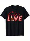 Men's T-Shirt Love With Scattered Red Hearts And Majestic Bald Eagle