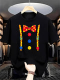 Men's T-Shirt Playful Polka Dot Bowtie With Colorful Straps And Bright Buttons Shirt