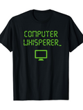 Men's T-Shirt Computer Whisperer Retro Green Text With Minimal Computer Monitor