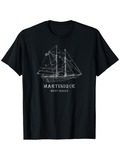 Men's T-Shirt Martinique West Indies Blueprint Sketch Sailboat With Nautical Draft Lines