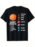 Men's T-Shirt Vibrant Solar System Planets Chart With Colorful Celestial Objects Sun